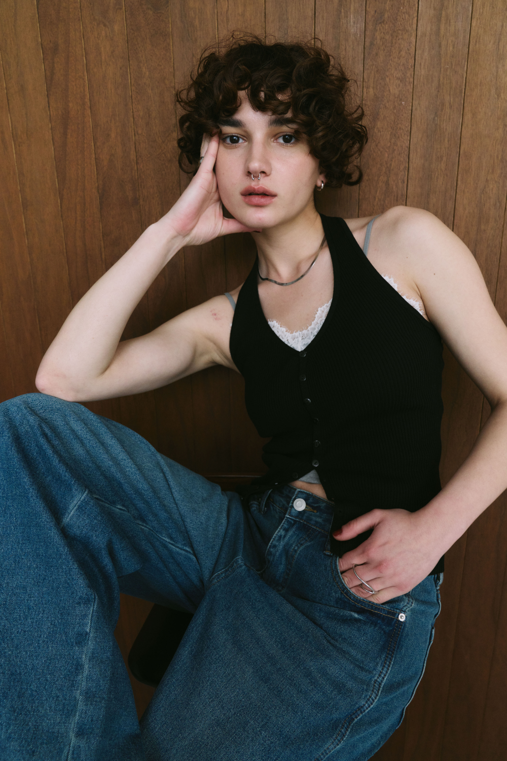 Halter neck knit vest