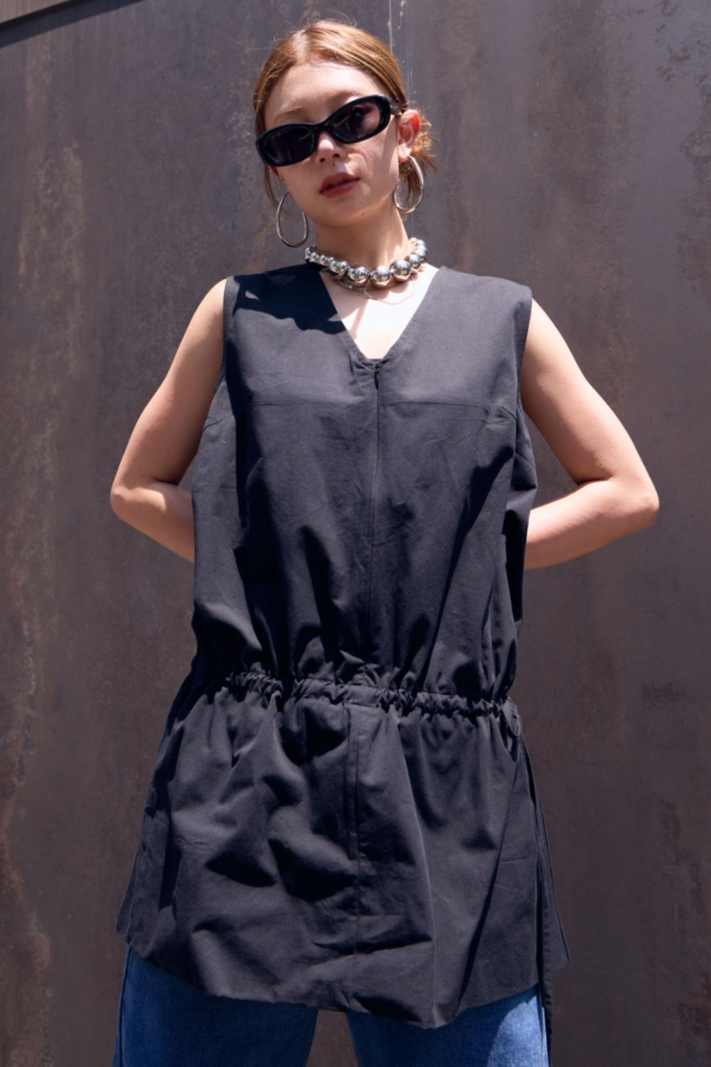 2WAY peplum sleeveless top