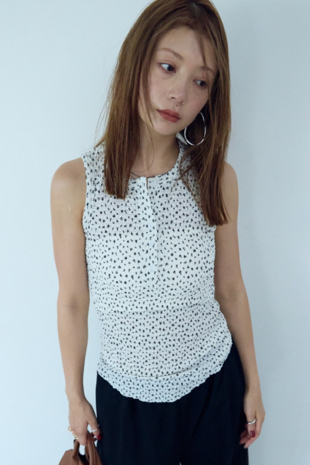 Flower henry neck tank top