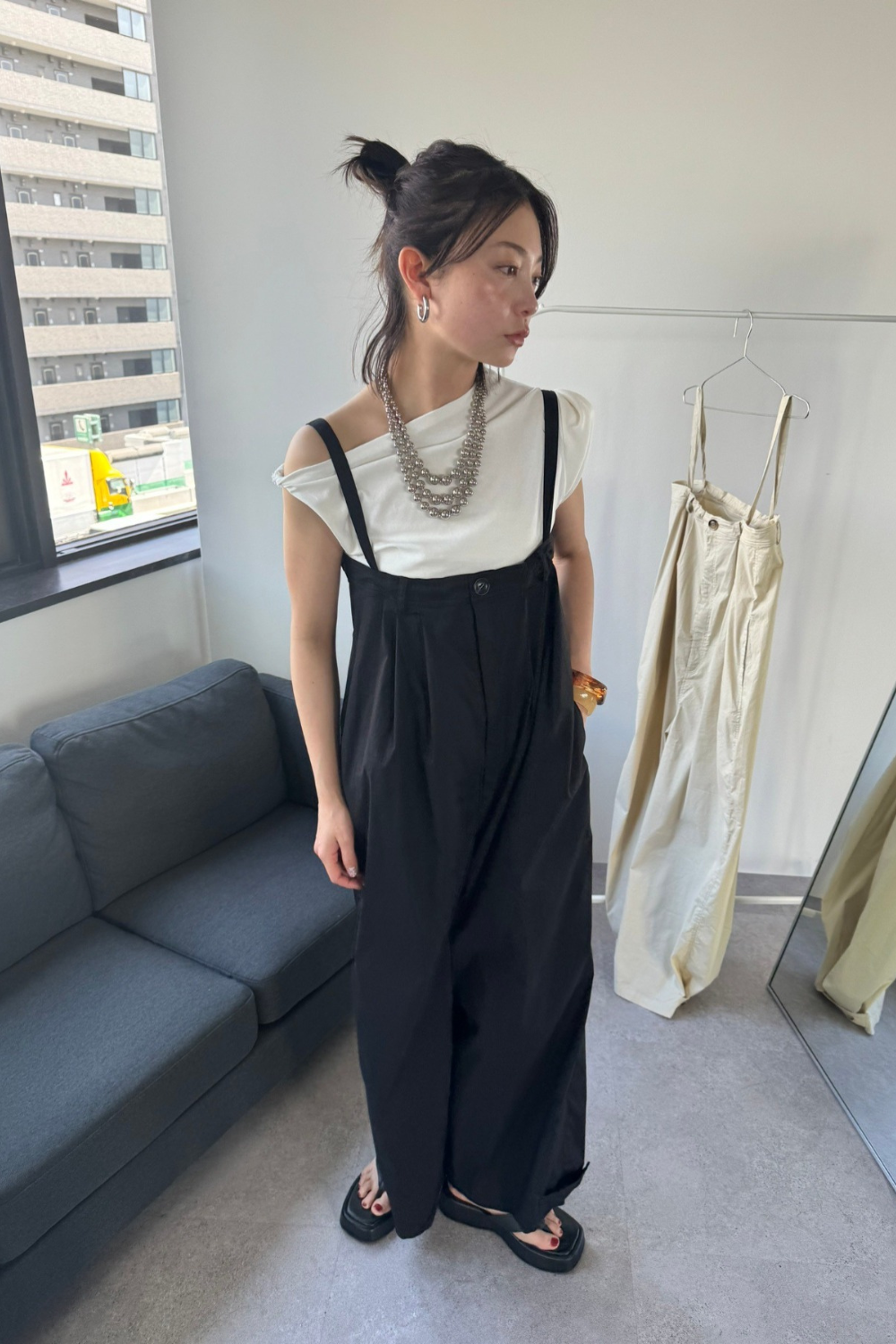 Wide leg 2way overalls