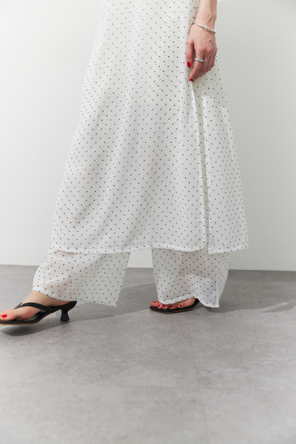 Sheer dot layered all-in-one