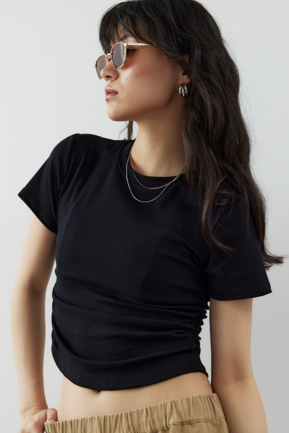 Side gather compact T-shirt