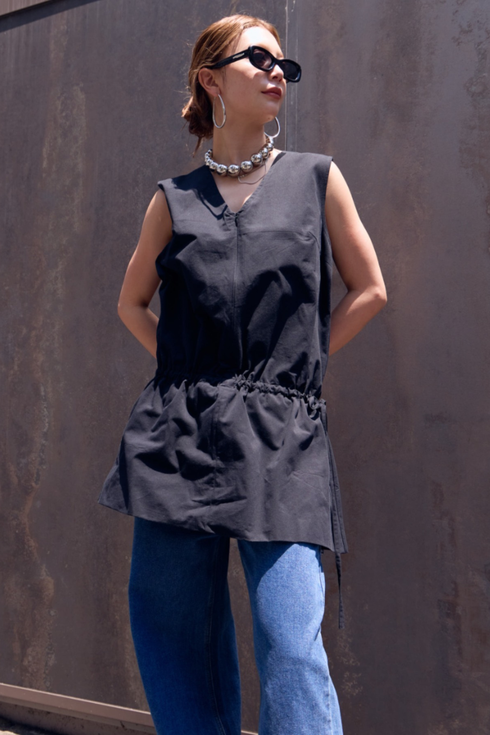 2WAY peplum sleeveless top