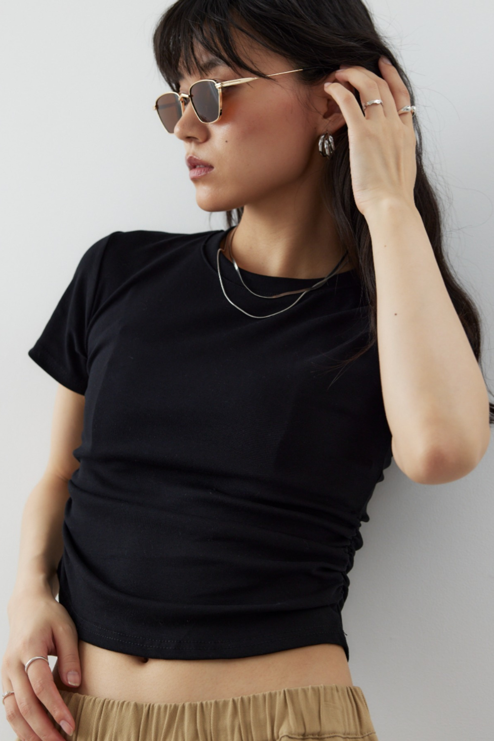 Side gather compact T-shirt