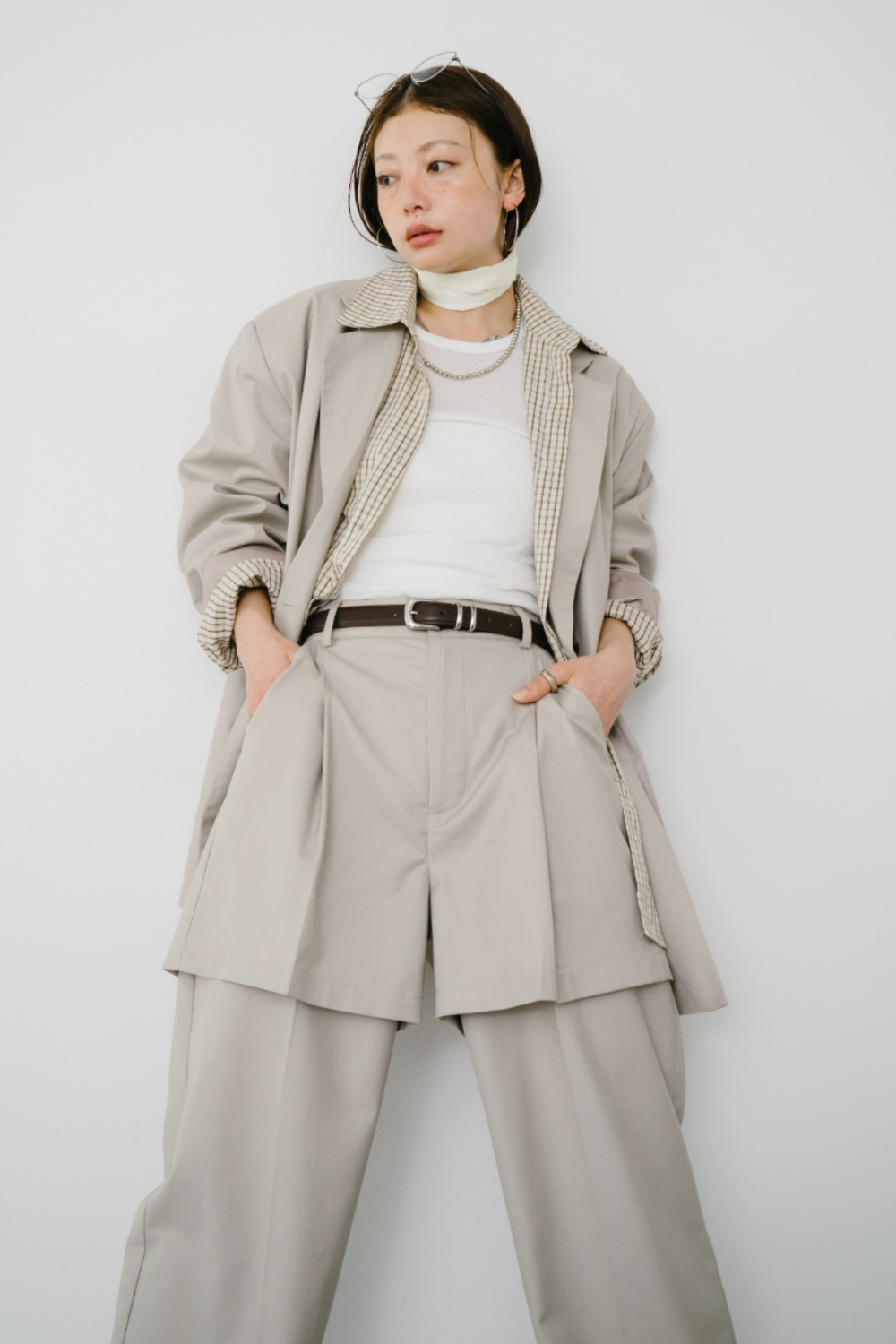 【Collaboration】Layered tuck pants