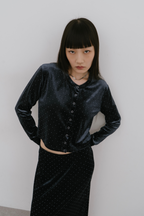 Shiny dot velour cardigan