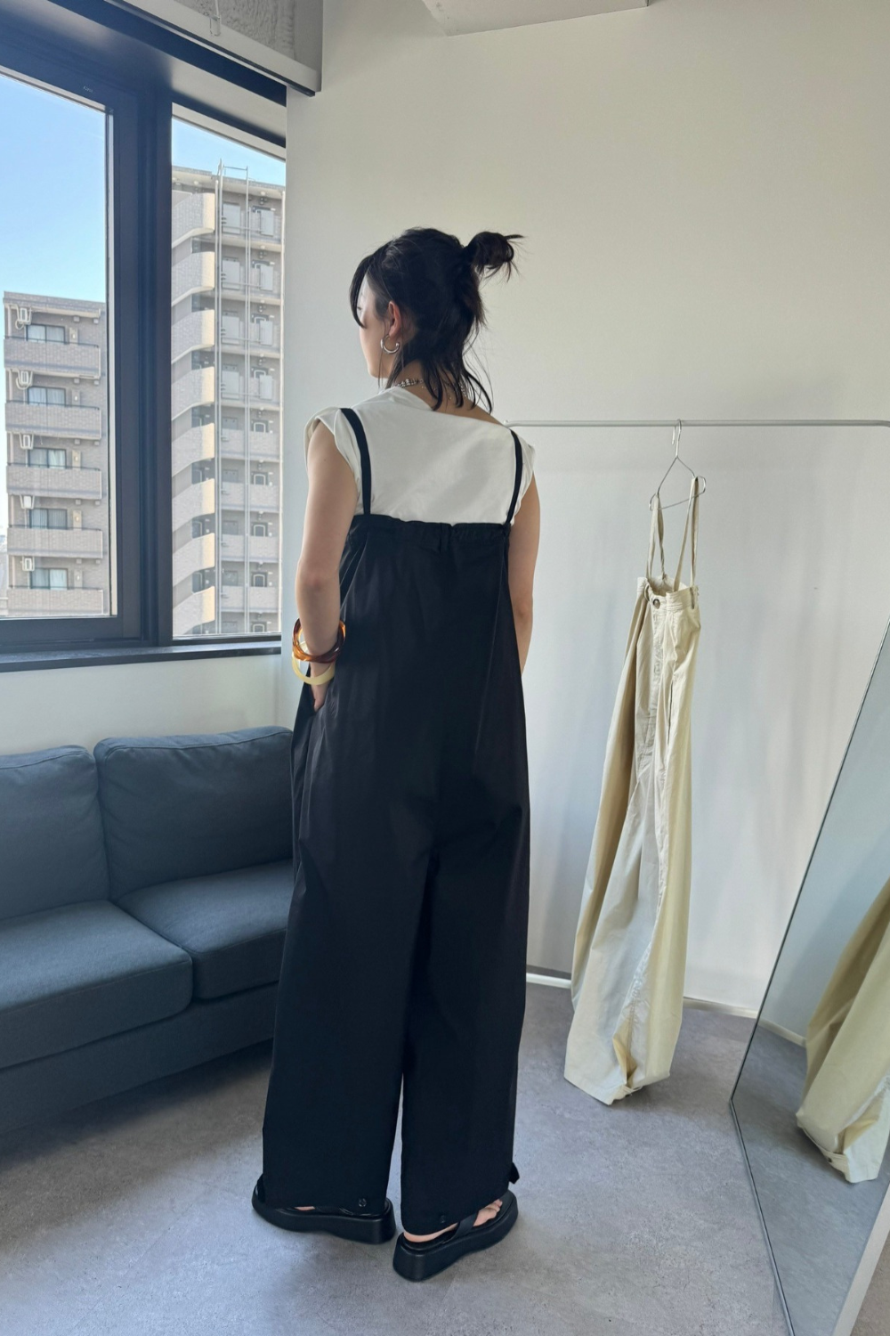 Wide leg 2way overalls