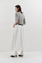 Tuck flare midi skirt