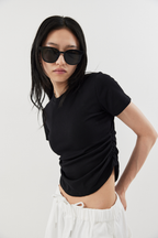 Side gather compact TEE