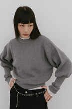 Crew neck compact knit pullover