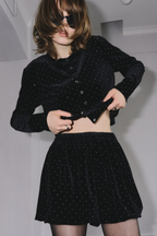 Shiny dot velour cardigan