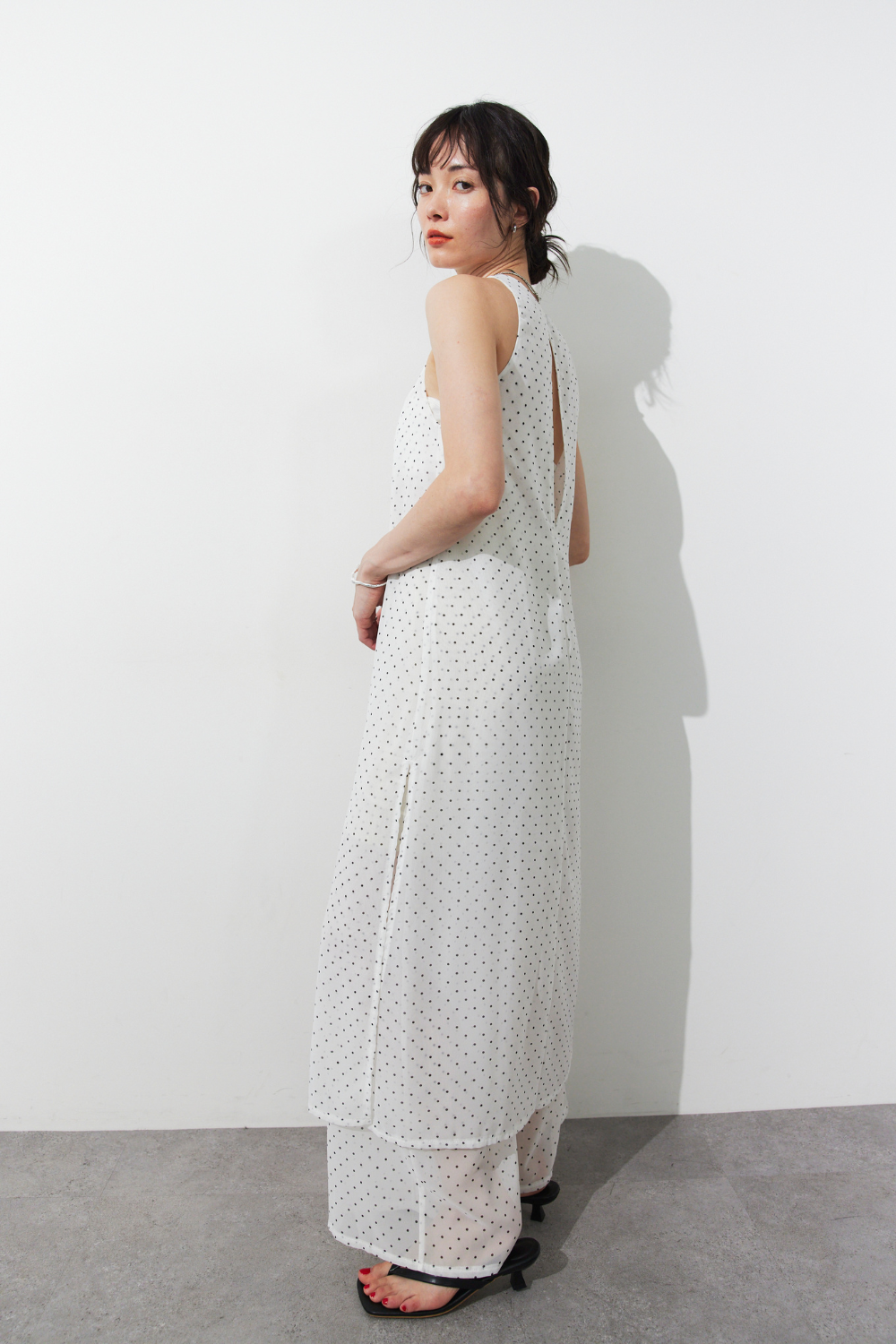 Sheer dot layered all-in-one