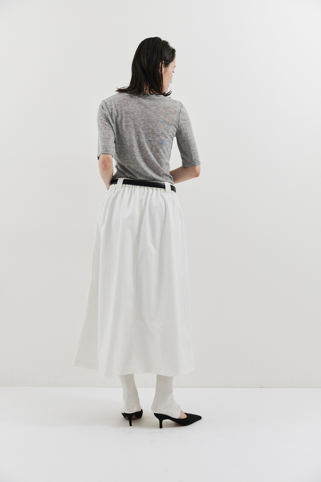 Tuck flare midi skirt