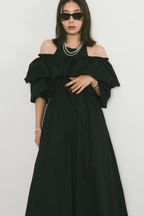 2WAY frill color long dress