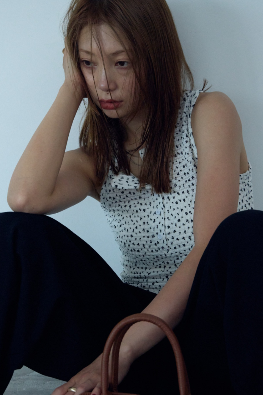 Flower henry neck tank top