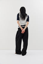 Cotton roll-up curved pants