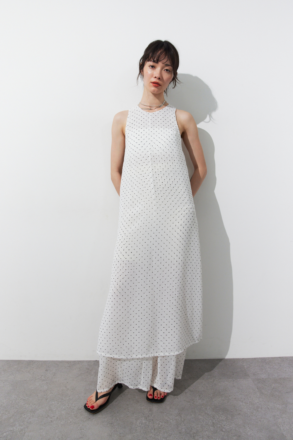 Sheer dot layered all-in-one