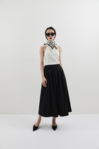 Tuck flare midi skirt