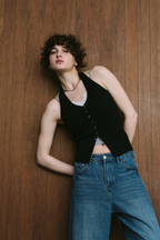 Halter neck knit vest