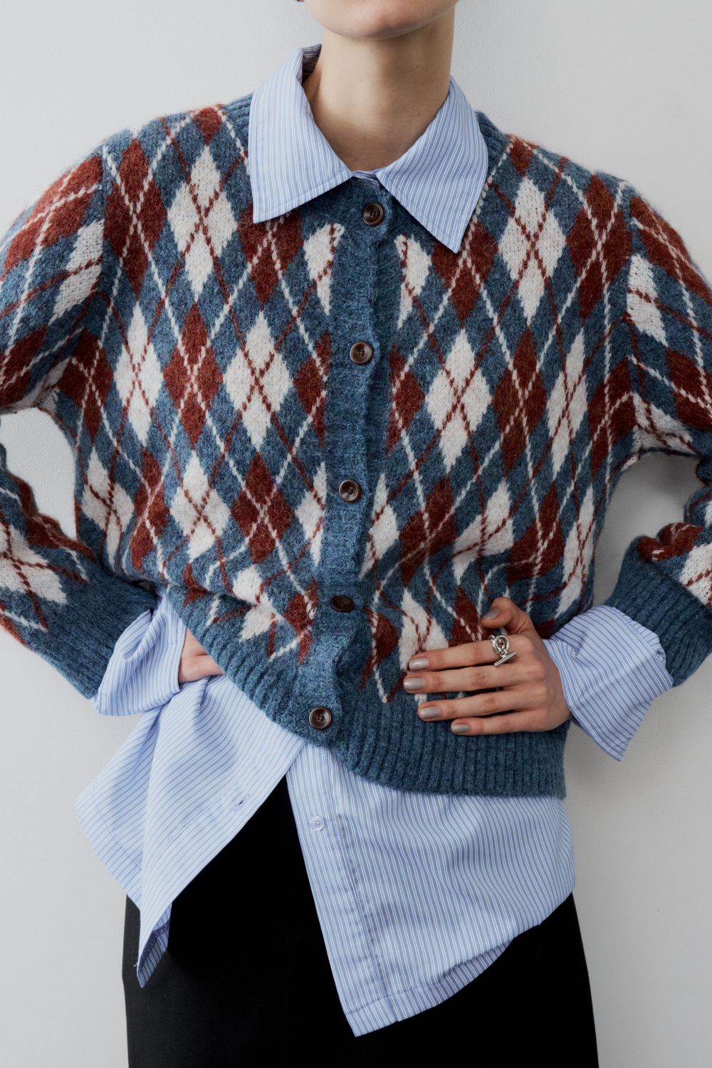 【 preorder 】 Argyle jacquard knit cardigan