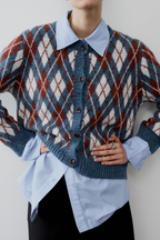 【 preorder 】 Argyle jacquard knit cardigan