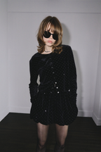 Shiny dot velour cardigan