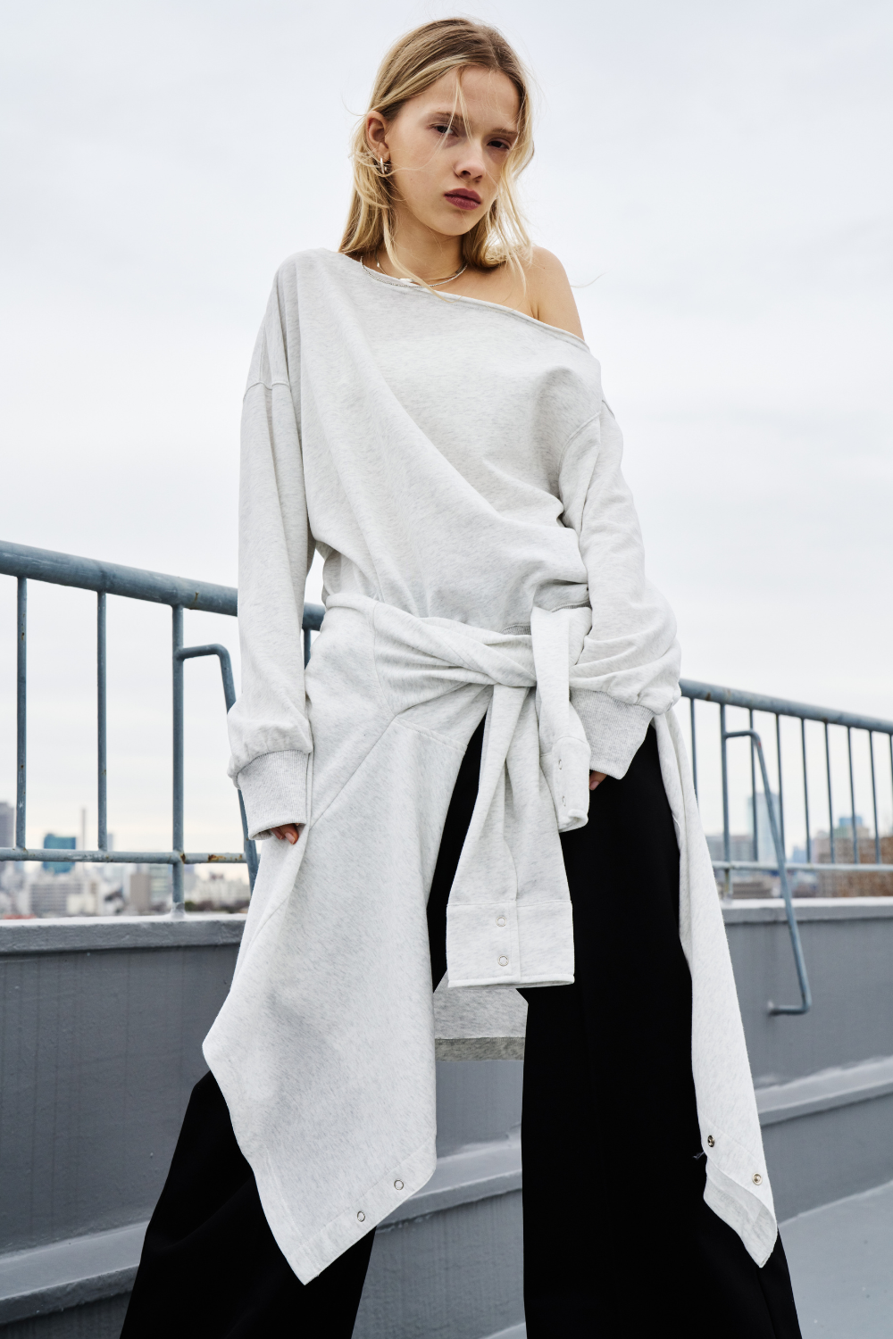 One-shoulder light sweatshirt top