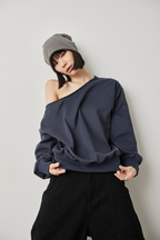 One-shoulder light sweatshirt top