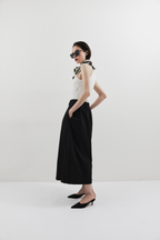 Tuck flare midi skirt