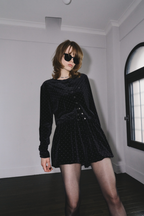 Shiny dot velour cardigan