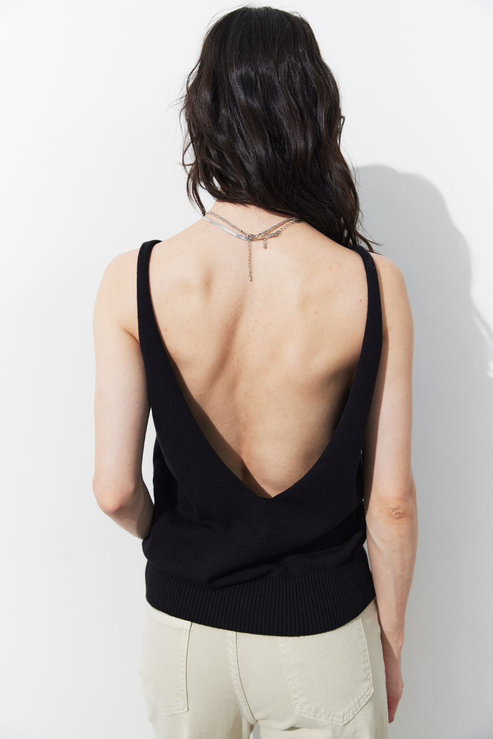 Open back knit tank