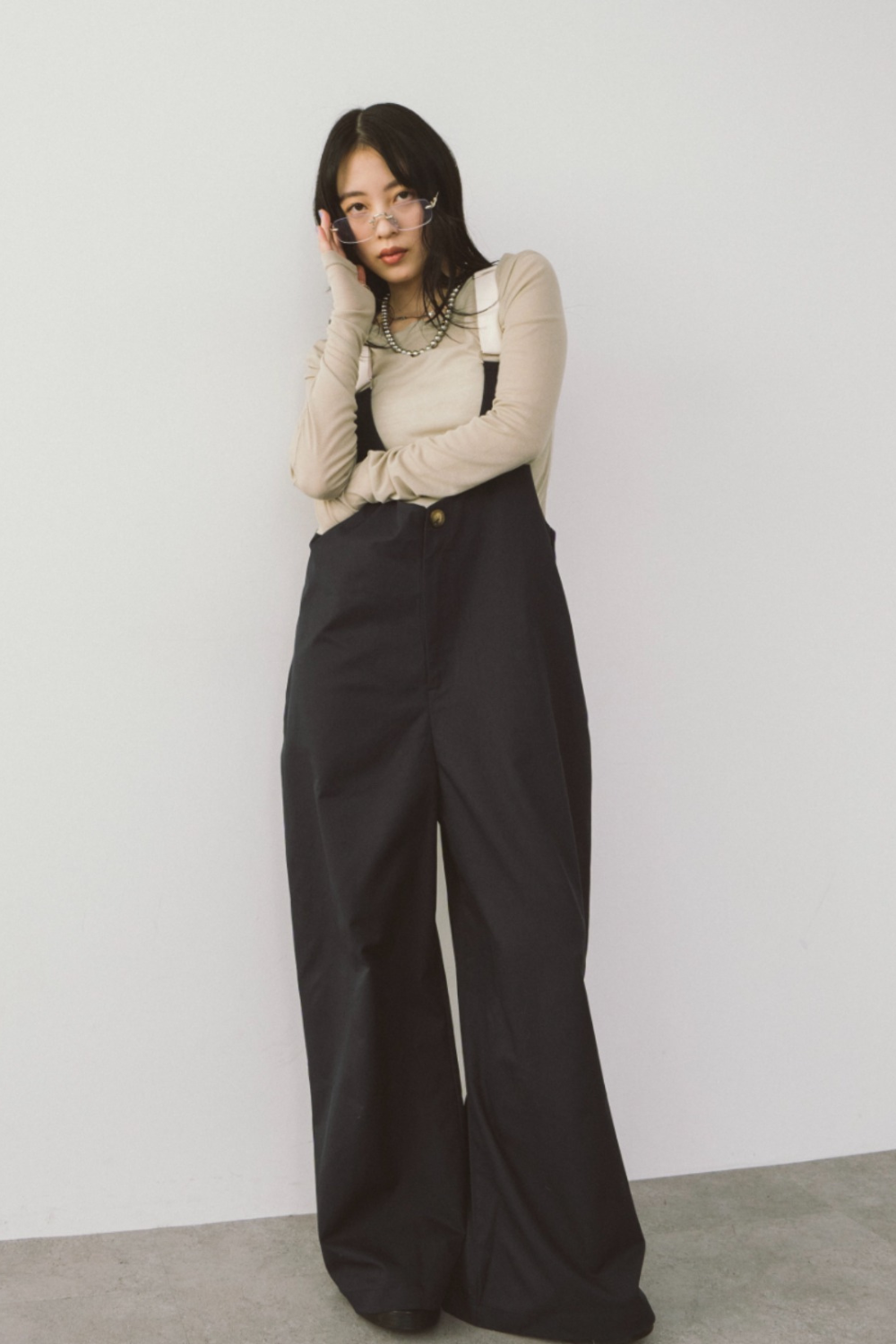 Suspender wide pants