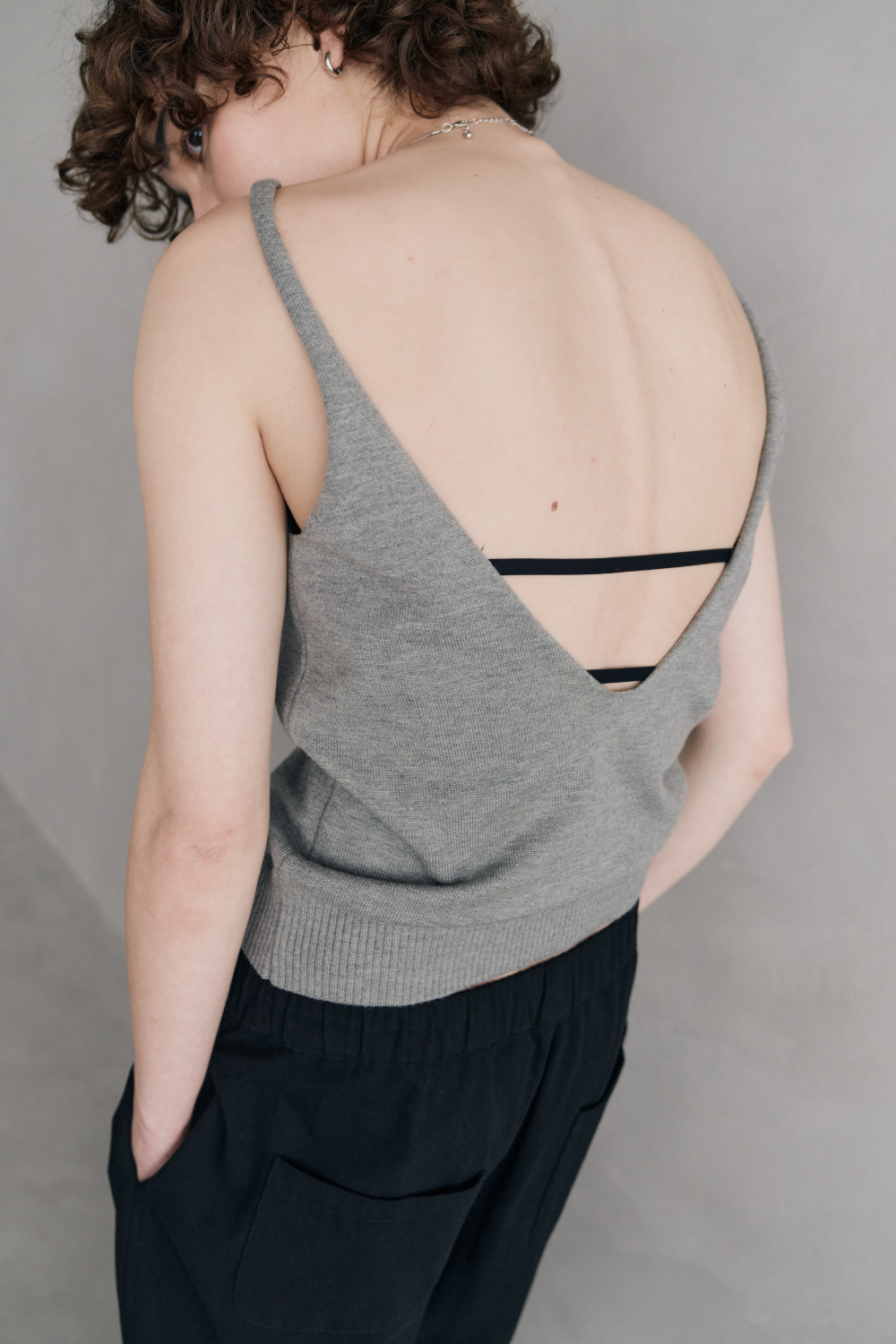 Open back knit tank