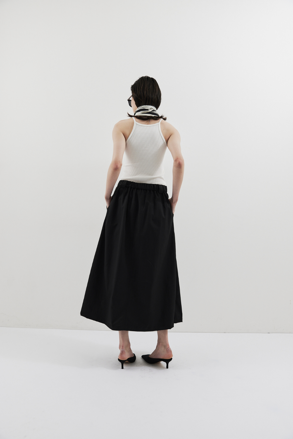Tuck flare midi skirt
