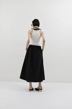 Tuck flare midi skirt