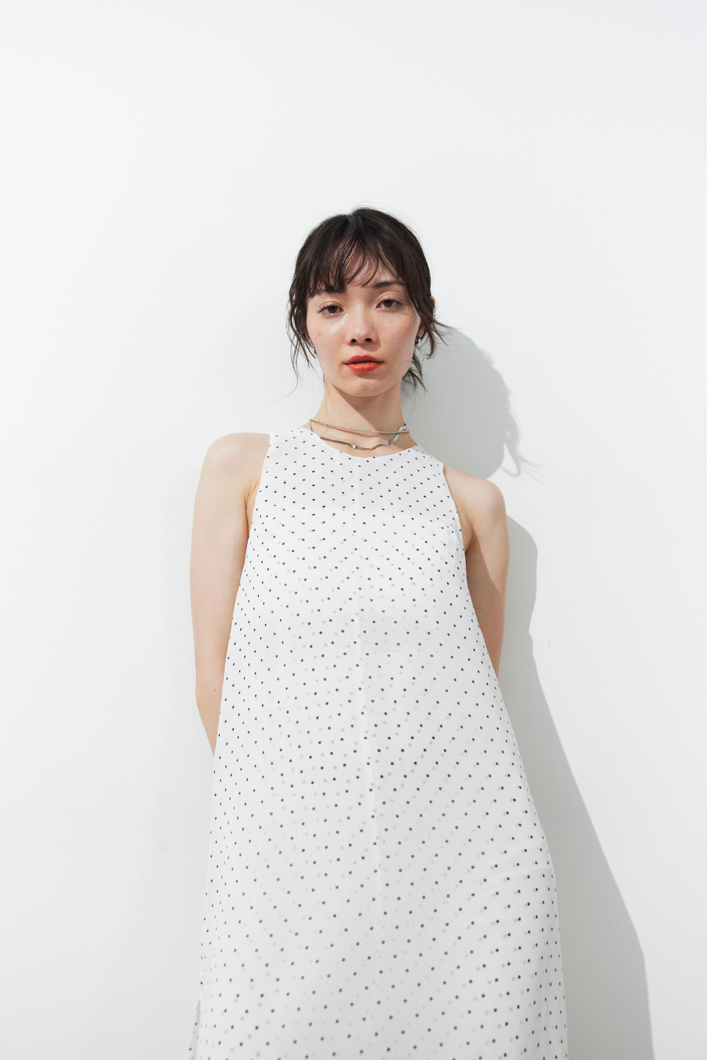 Sheer dot layered all-in-one