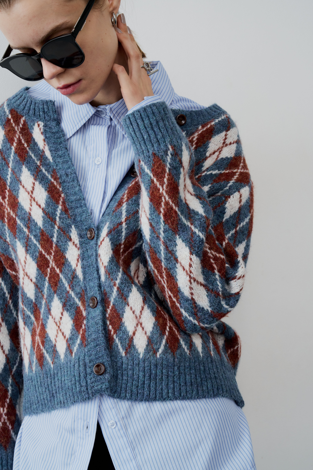 【 preorder 】 Argyle jacquard knit cardigan