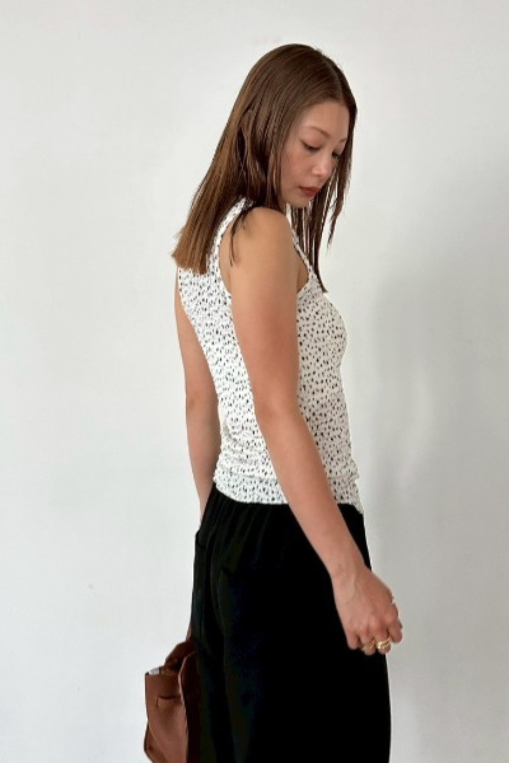 Flower henry neck tank top