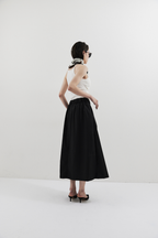 Tuck flare midi skirt