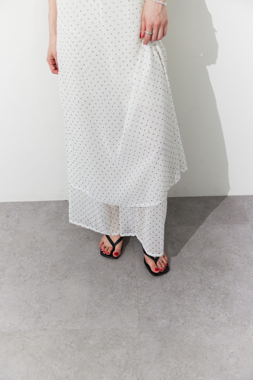 Sheer dot layered all-in-one