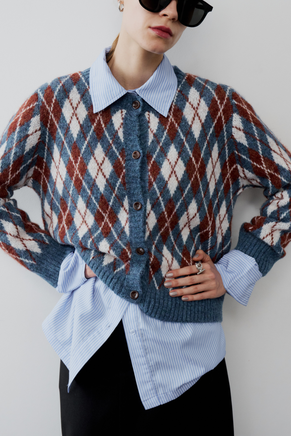 【 preorder 】 Argyle jacquard knit cardigan