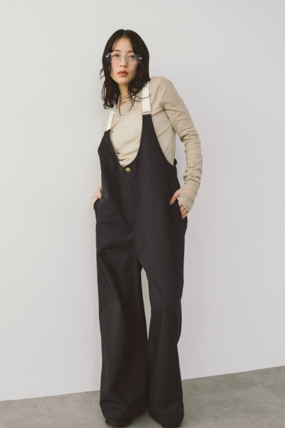 Suspender wide pants