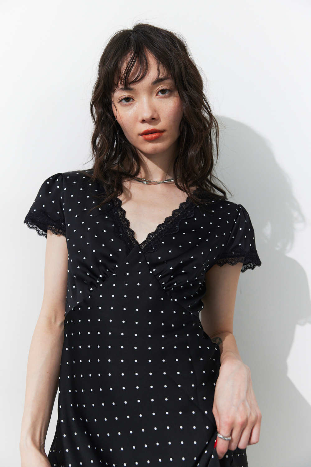 Dot satin one piece