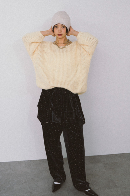 Low gauge loose knit pullover