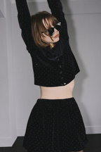 Shiny dot velour cardigan
