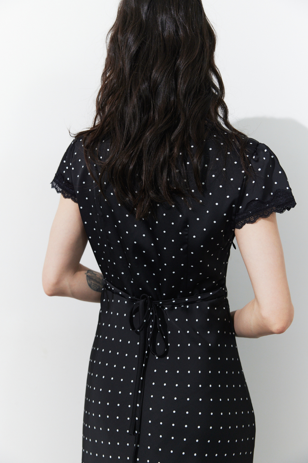 Dot satin one piece