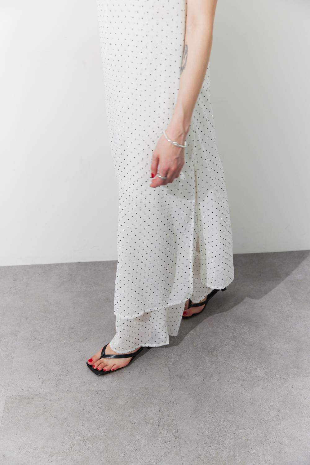 Sheer dot layered all-in-one