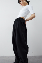 Cotton roll-up curved pants
