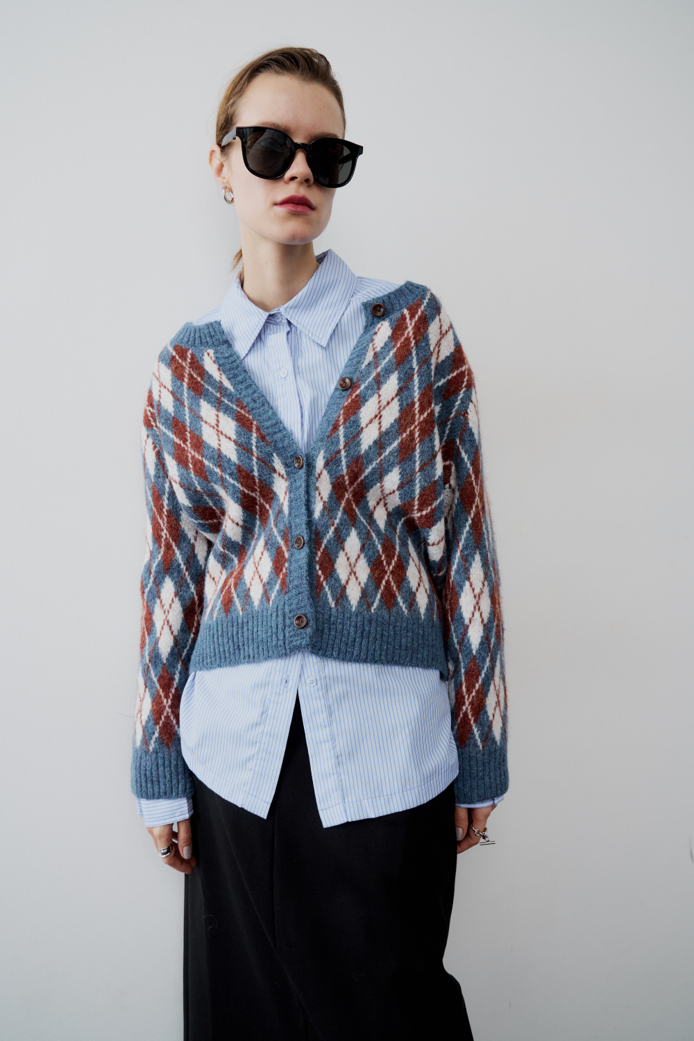 【 preorder 】 Argyle jacquard knit cardigan