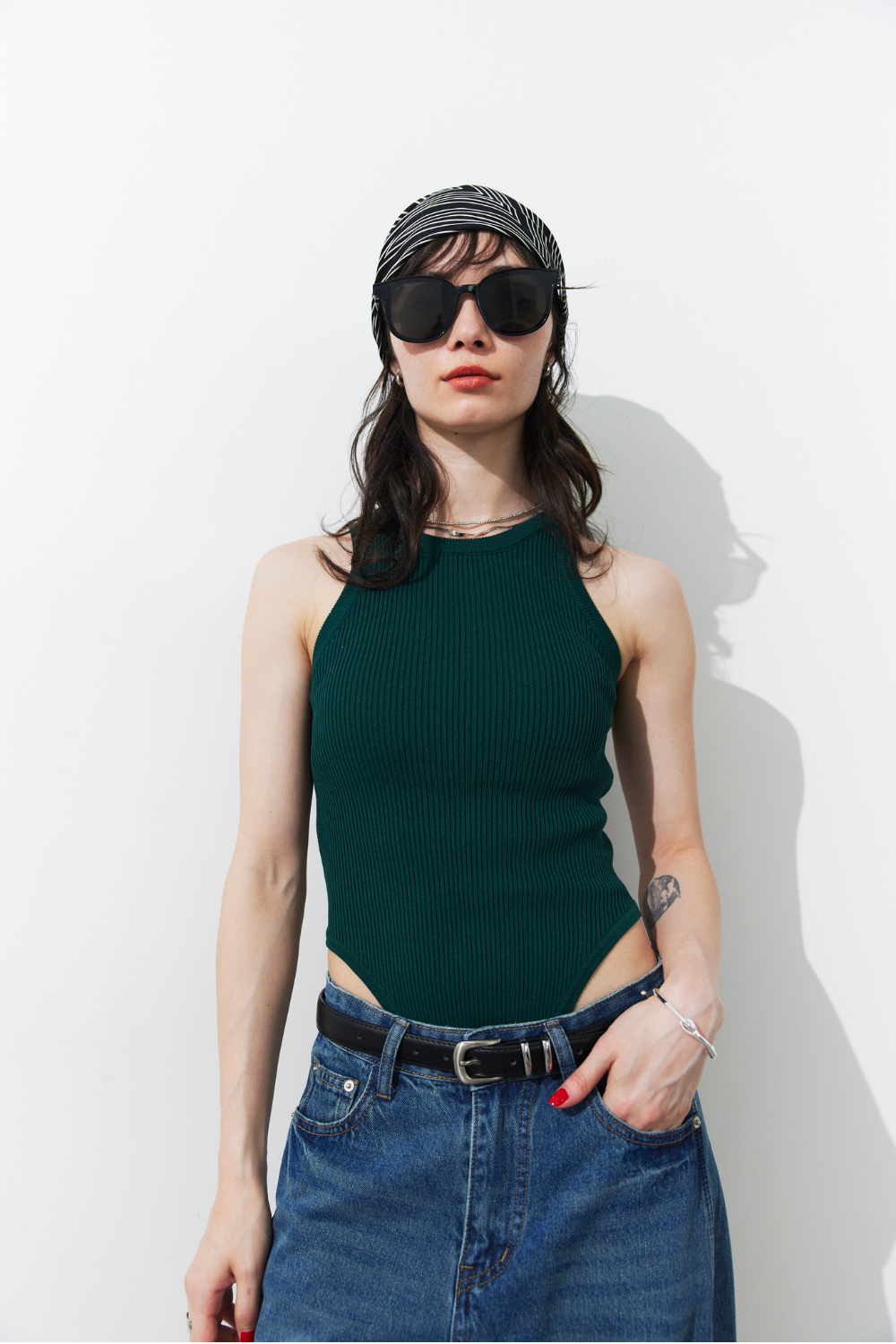 Rib-knit tank bodysuit